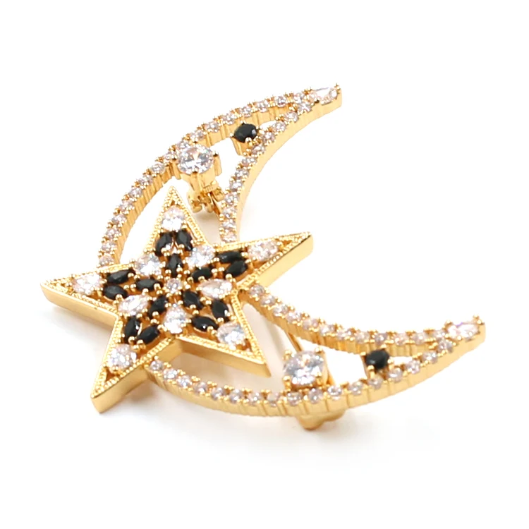 Star Moon Elmas Broş